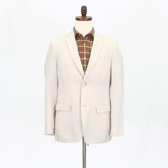 Perry Ellis 38R Beige Blazer Sport Coat Jacket 2-Button Solid T854 - Picture 1 of 11
